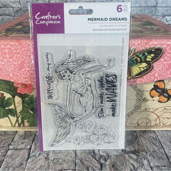 Crafter's Companion Clear Acrylic Mermaid Dreams 6 Pieces for Handmade Cards - Picture 1 of 5